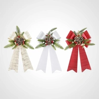 Metallic Red Bow w/Pinecone - Avail October 2025