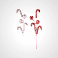 68cm White Candycane Ball Pick 