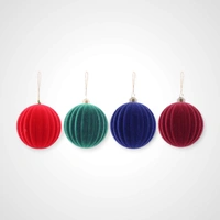 10cm Navy Flocked Ribbed Bauble C - Available October 2025
