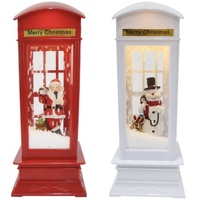 LED Musical Snowing Christmas White Phone Booth