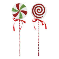 43cm Lollipop Glitter Pick (Red & White) - AVAIL OCT 2024