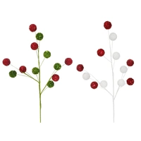 70cm Red & White Tinsel Bauble Spray