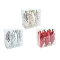 12cm Champagne Spiral Drop Bauble 6pk 