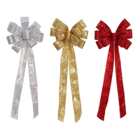 Tree Topper Metallic Beaded Bow Silver