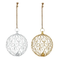 20cm Metallic Silver Wire Bauble