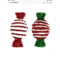 Tinsel Candy Cane Striped Lolly Plaque(Red/White) 