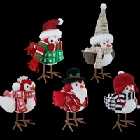 20cm Dressed Festive Birds (Black/White Scarf)