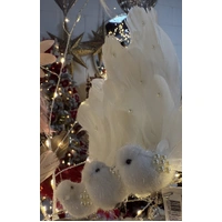 Pearl White Clip on Bird Christmas Tree Decoration