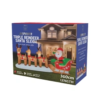 Inflatable Triple Reindeer Santa Sleigh- 360cm - preorder