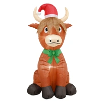 180cm Inflatable Highland Cow with Christmas Hat