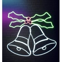 Neon Flashing Bells with Holly Motif