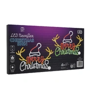 Neon Red/White Merry Christmas with Antlers Motif