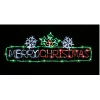 Merry Christmas with Holly/Snow Rope Light Motif 