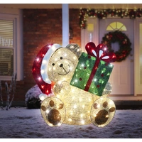 Glitter Mesh Teddy Bear with Present