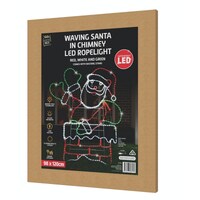 Santa Waving in Chimney Rope Light Motif 