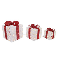 3 Piece Presents Glitter Thread with Red Bow