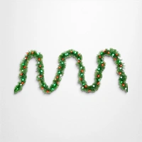 Red/Green =White Pre-Lit Tinsel Garland 10m