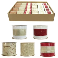 63mm Ribbon Gold Mesh with Red