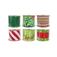 63mm Candy Ribbon 2.7m Christmas - AVAIL OCT 2024