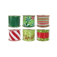 63mm Candy Ribbon 2.7m Candy Cane Stripe 