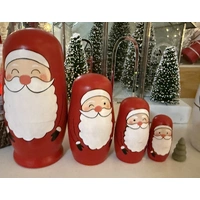 Red and White Wooden Santa Babushka