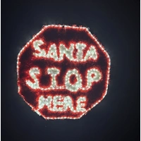 Tinsel Santa Stop Here Rope Light Motif