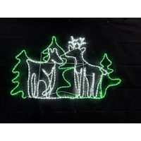 2 Reindeer with Trees Rope Light Motif