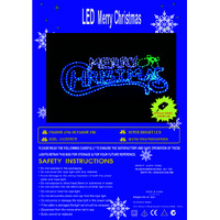 142cm Blue/White Merry Christmas Rope Light Motif - FREE SHIPPING