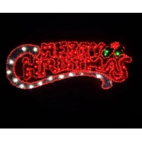 Tinsel Red Merry Christmas Rope Light Motif