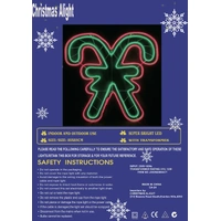 Neon Double Candy Canes Rope Light Motif 