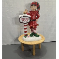 Resin Elf with North Pole Sign 