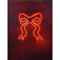 Neon Red Bow Rope Light Motif 
