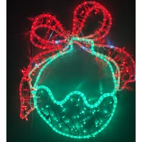 Green Bauble with Red Ribbon Rope Light Motif 