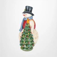 Snowman With Vintage LED Tree