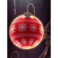 Acrylic Red Snowflake Bauble Neon Motif