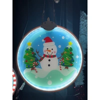 Acrylic Snowman with Trees Bauble Neon Motif