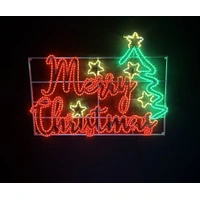Merry Christmas 5 Stars Tree Rope Light Motif 