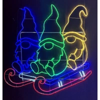 3 Gnomes on Sled Rope Light Motif 
