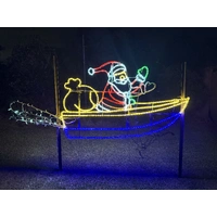 Large Santa in Speed Boat Rope Light Motif