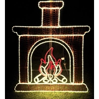 Fireplace with Flames Rope Light Motif