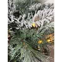 210cm Frosted Pine Lit Garland with Red Berries