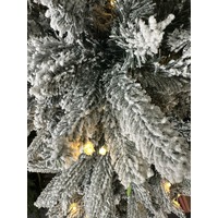 6 Foot Lit Slim Flocked Christmas Tree 