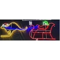 Kangaroo with Sleigh Aussie Swagman Rope Light Motif 