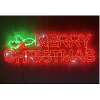 Twinkling Merry Christmas with Holly Rope Light Motif