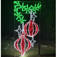 Garland with 2 Red Baubles 3 Stars Rope Light Motif 