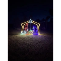 Large Nativity with Stable and Star Rope Light Motif
