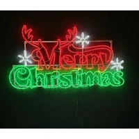 Merry Christmas with Antlers Rope Light Motif 