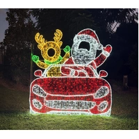 Santa Reindeer in Car Selfie Rope Light Motif