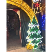 3D Golden Arch with Snowflakes Reindeer and Trees Rope Light Motif 