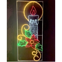 Single Candle with Poinsettia Rope Light Motif